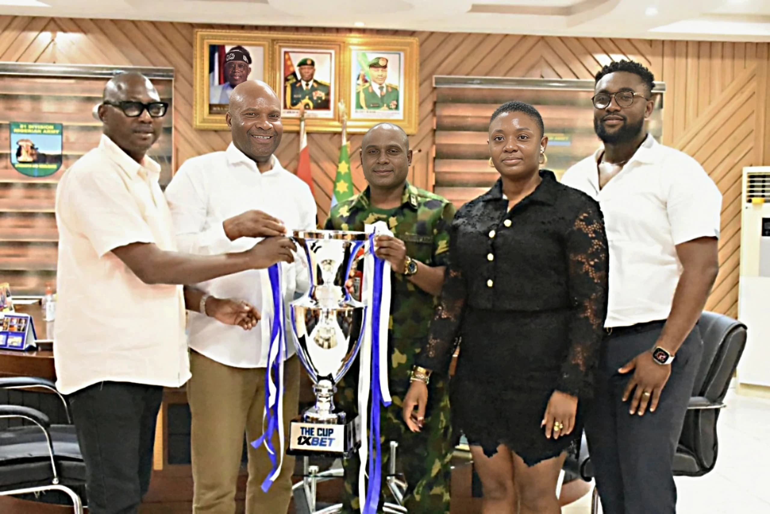 1XBET Cup Organisers Pay Courtesy Calls on GOC 81 Div, 9th Brigade Commander